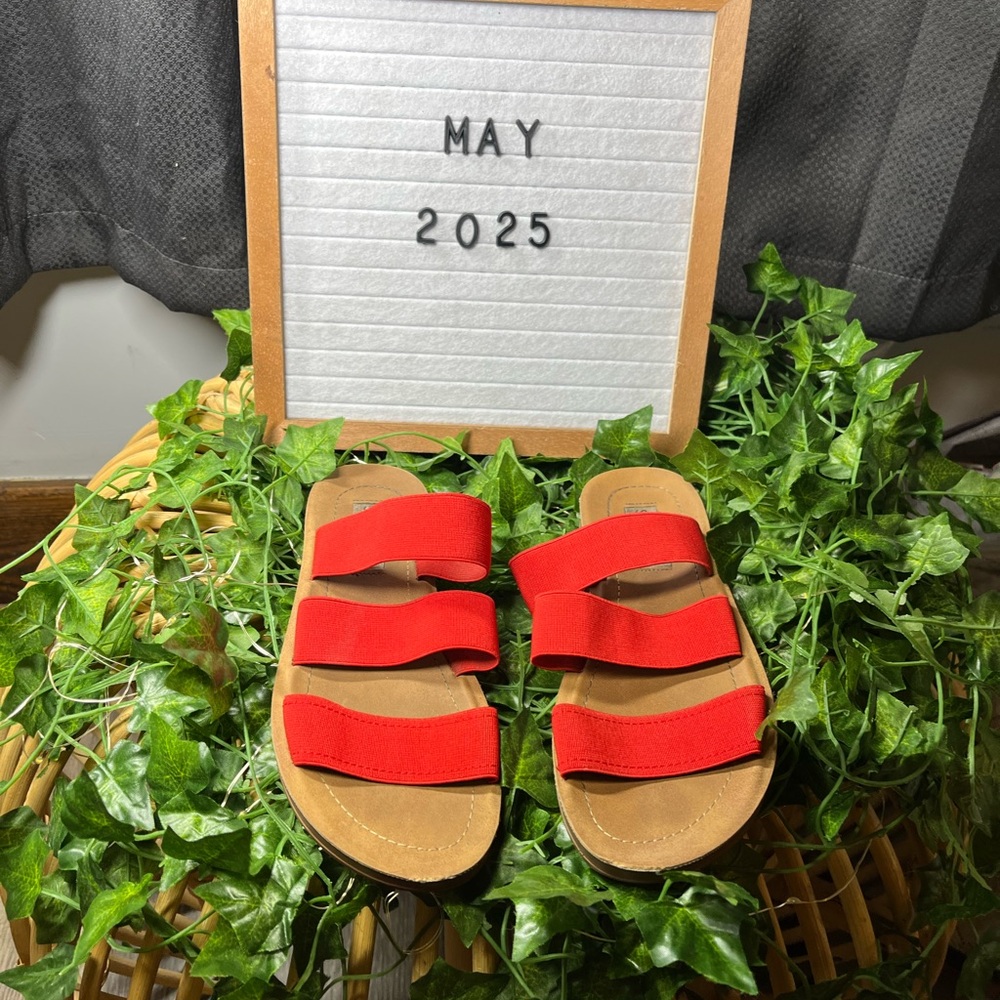 Steve Madden Red Sandals with Modern Elastic Straps
